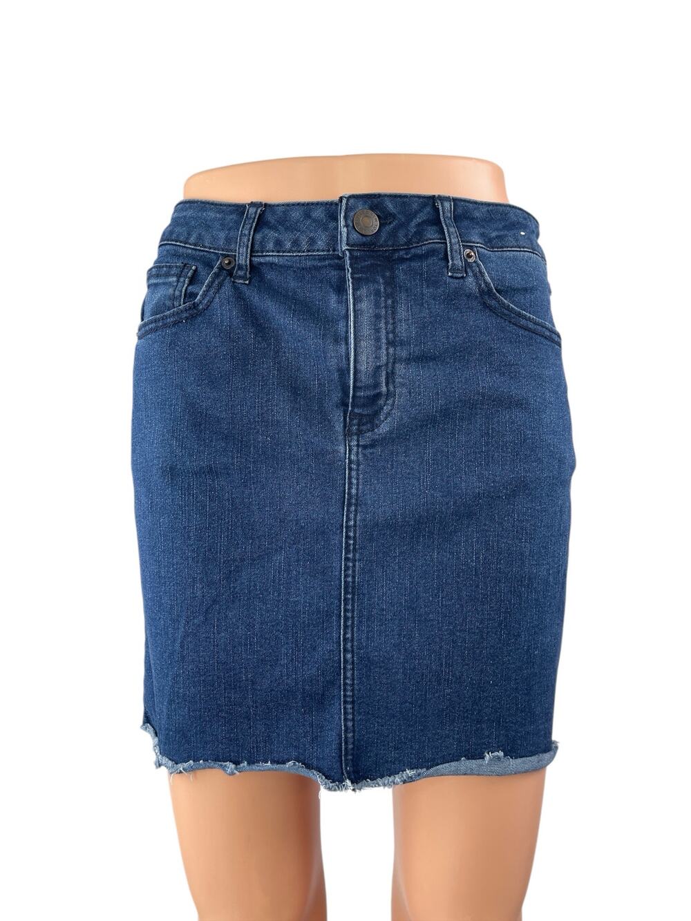 Marc New York Blue Frayed Raw Hem Mini Straight Pencil Denim Jeans Skirt Size 4